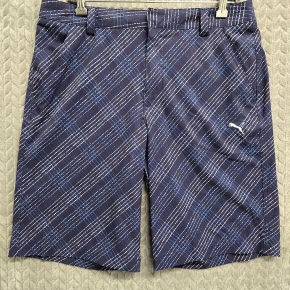 Puma Dry Cell Mens Size 32 Golf Shorts Blue Outdoor Activewear Stripes - Picture 1 of 8
